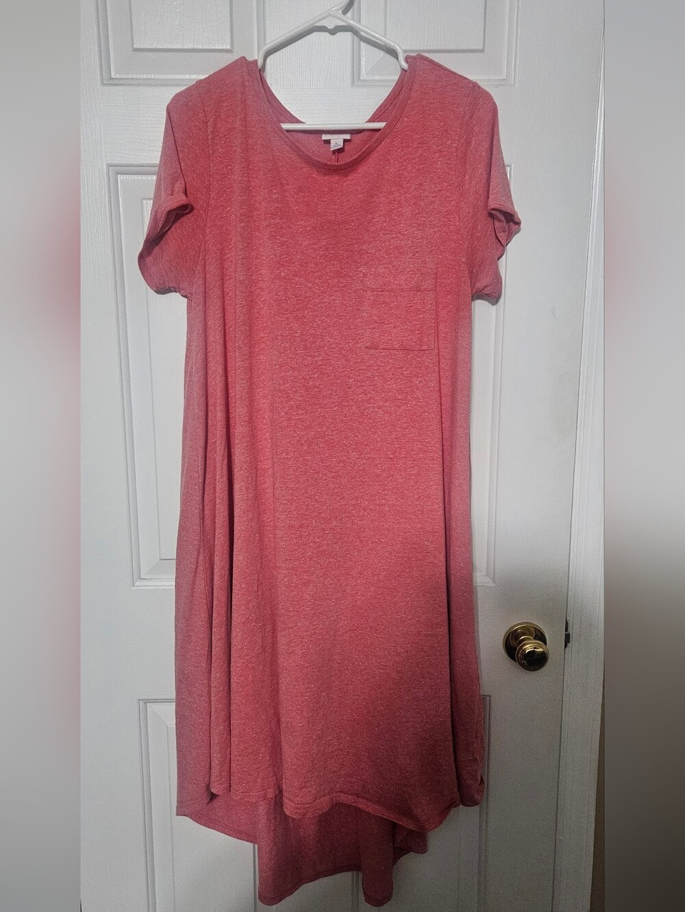 LuLaRoe Heathered Light Red Short-Sleeve Carly Dress Size Large